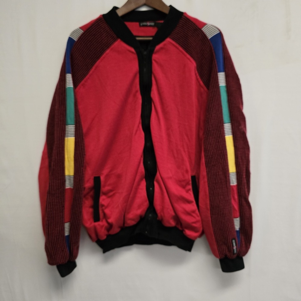 Vintage St. Croix Jacket With‎ Colorful Arm Tape Cocoon Coat Cotton Red 52" - Picture 2 of 6